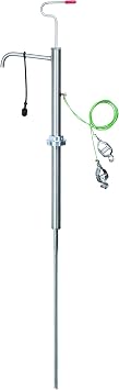 Groz Steel Safety Drum Pump VLP-55, Hand-Operated Carbon Steel/PTFE Pump for Flammable Media, 165 mL/Stroke, Built-In Flame Arrestor, Bonding & Grounding Wires, Fits 15-55 Gallon Drums 44134