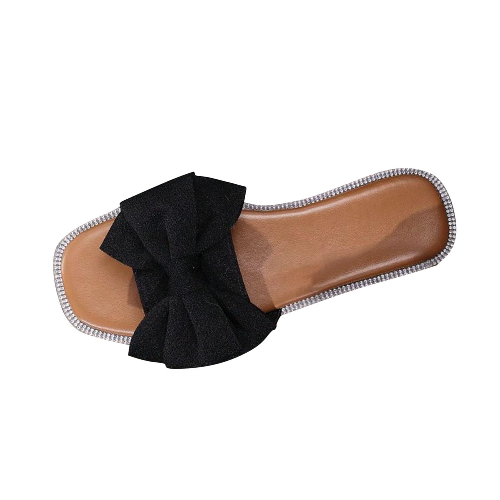 Women's Slippers Sliders, Ladies Summer Slides Bow Open Toe Flat Sandals Anti Slip Slippers Shower Beach Pool Slider Comfortable Flip Flops Comfort Breathable Footwear