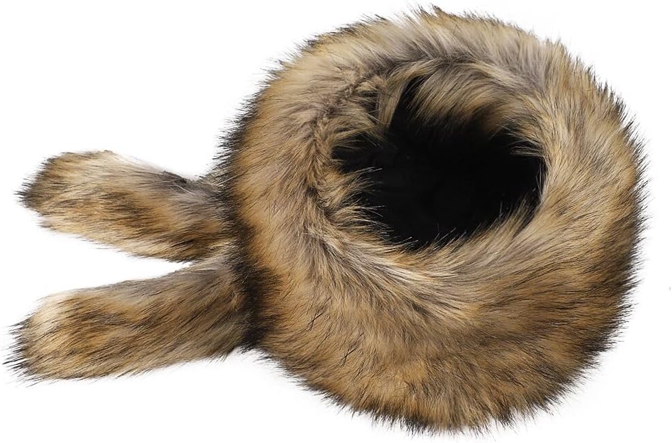 Winter Faux Fur Cossack Hat Thermal Russian Style Trapper Hat Warm RaccoonTail Trim Hats Fuzzy Plush Ski Hunting Cap