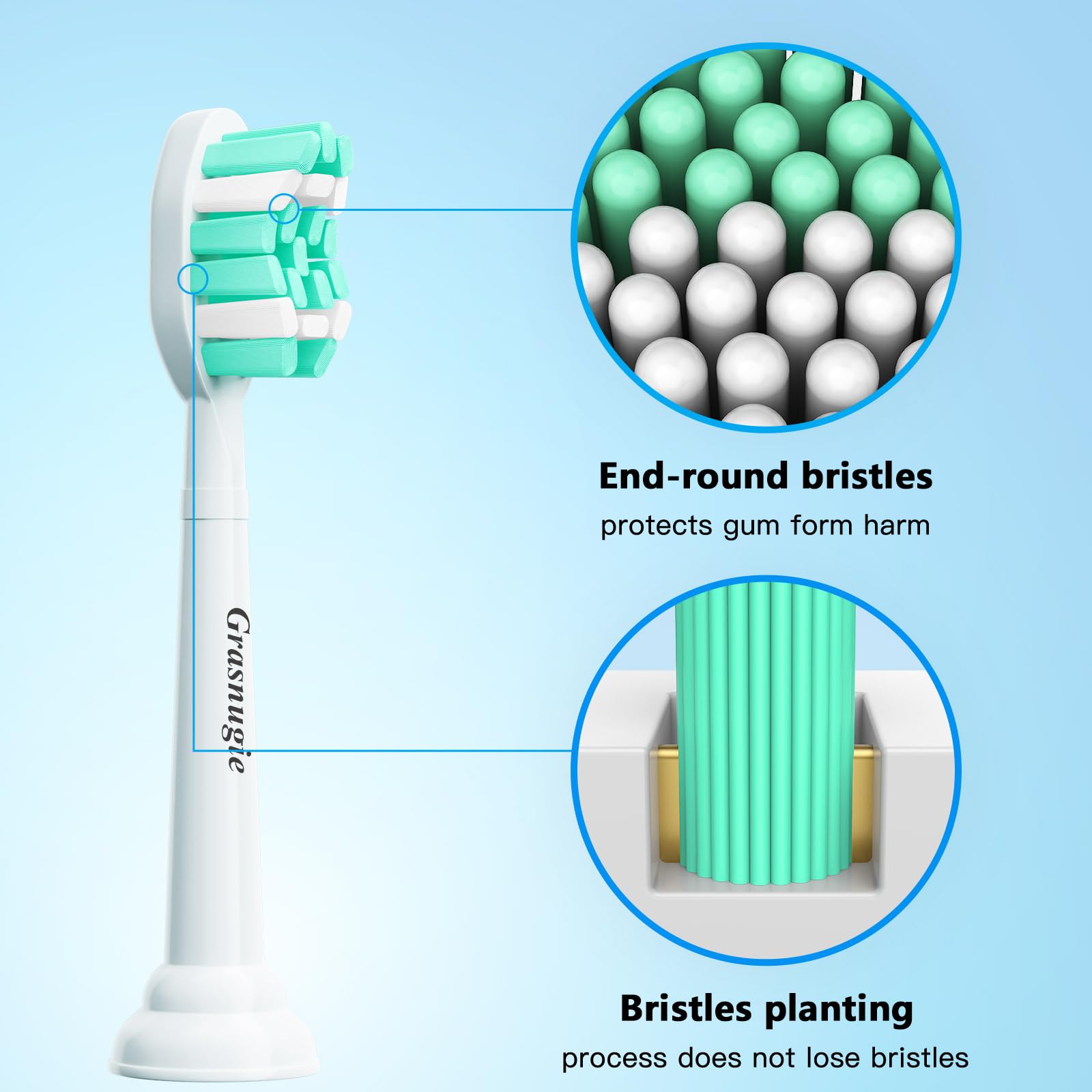 Cabezales de repuesto para cepillo de dientes eléctrico Philips Sonicare Mango a presión: cerdas de suavidad media, 10 cabezales de cepillo, color blanco
