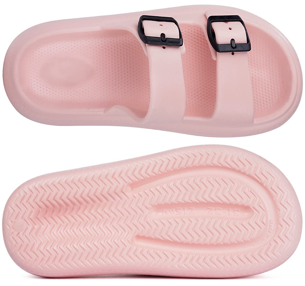Gaatpot Zapatilla de Baño Niños Niña Chanclas Zapatos de Playa y Piscina Ajustable Doble Hebilla Sandalias Antideslizantes Rosa 33/34 EU