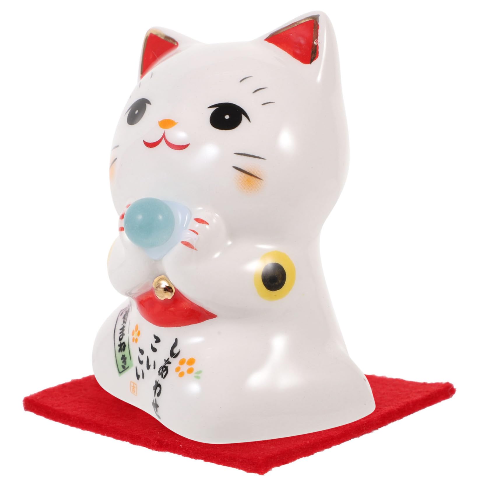 Alipis 8 Pièces Chat Chanceux Animaux Miniatures Statue Maneki Neko décoration Miniature Faire Signe Jouet décoration Maison Joli décor de Chat de en céramique Blanche