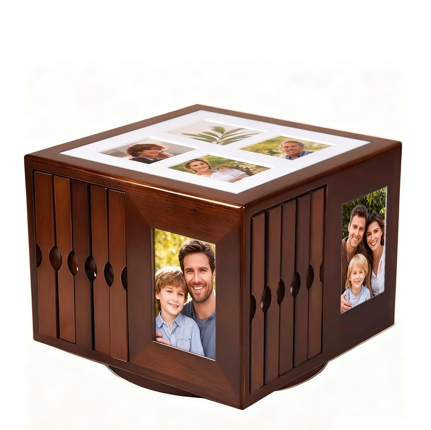 COYEUX Wooden Rotating Album Box, 400 Photos Large Capacity Album Storage Box, with Swivel Base, 6x4 Inch Photo Frame Insert Cube Boxes, for Anniversary, Wedding, Birthday, Valentine