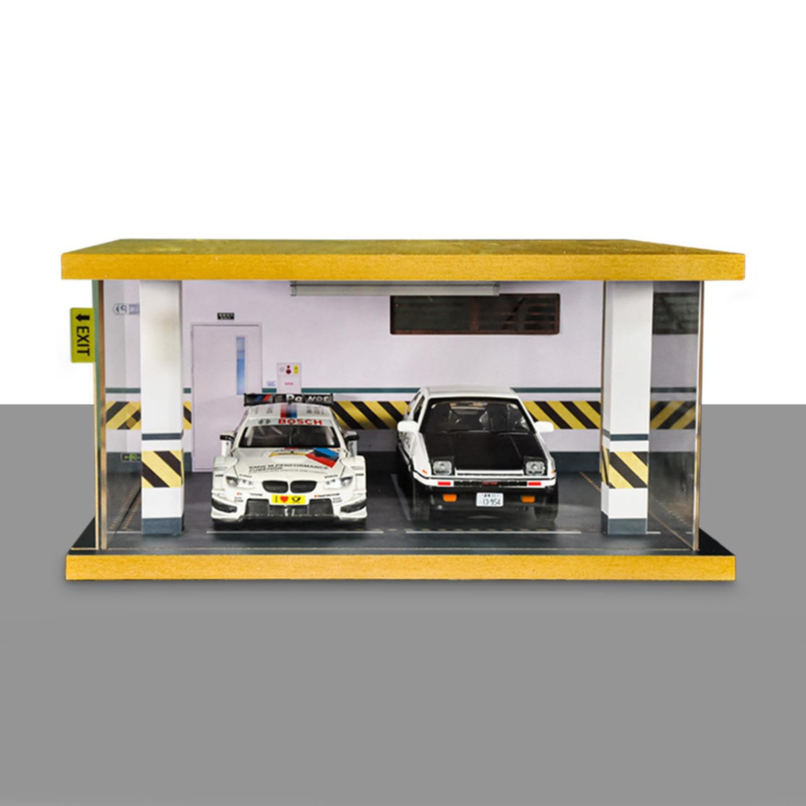 Garaje con Cubierta Antipolvo para Juguetes de simulación de Coches Modelo 1:32 con Impresionantes Efectos de iluminación. Garaje estéreo, Verde, 2 Puntos