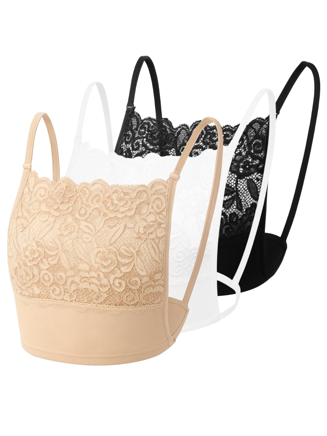 Women Lace Camisole Wearable, Adjustable & Detachable Straps, Cleavage Cover Up Clips for Deep V-Neck Low Cut Top