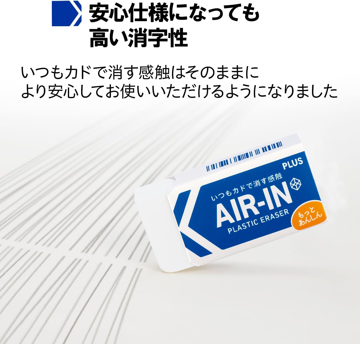 Plus ER-060AN-5P 36-909 x 10 Airin Eraser, White, 0.4 oz (13 g), 60 Size, Serise, Pack of 50