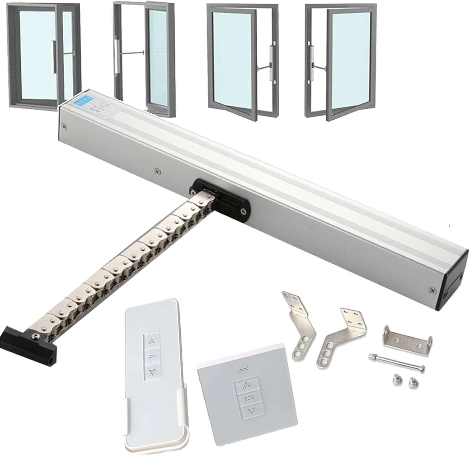 Electric Window Opener Actuator， Electric Chain Window Opener with Wall Switch+ Remote Control Motorized Vent Opener/Closers(600mm)