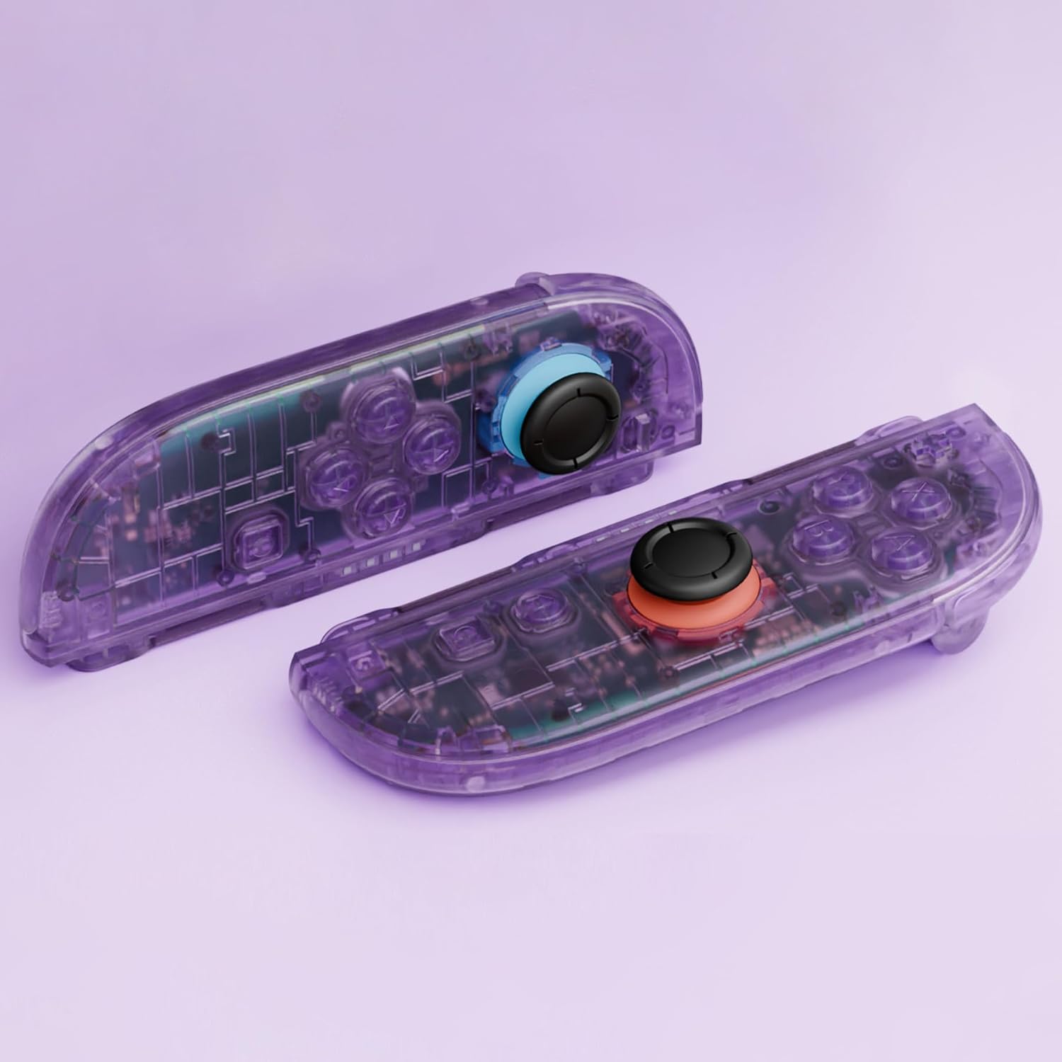 eXtremeRate DIY Replacement Shell Buttons for Joycon 2, Custom Full Housing Case + Decorative Strips + Middle Bracket + Buttons for Nintendo Switch 2 Controller - Deluxe Version - Clear Atomic Purple