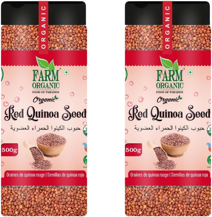FARM ORGANICRed Quinoa Seed, 500g, Gluten Free, Vegan, NonGMO, Halal (Pack of 2)