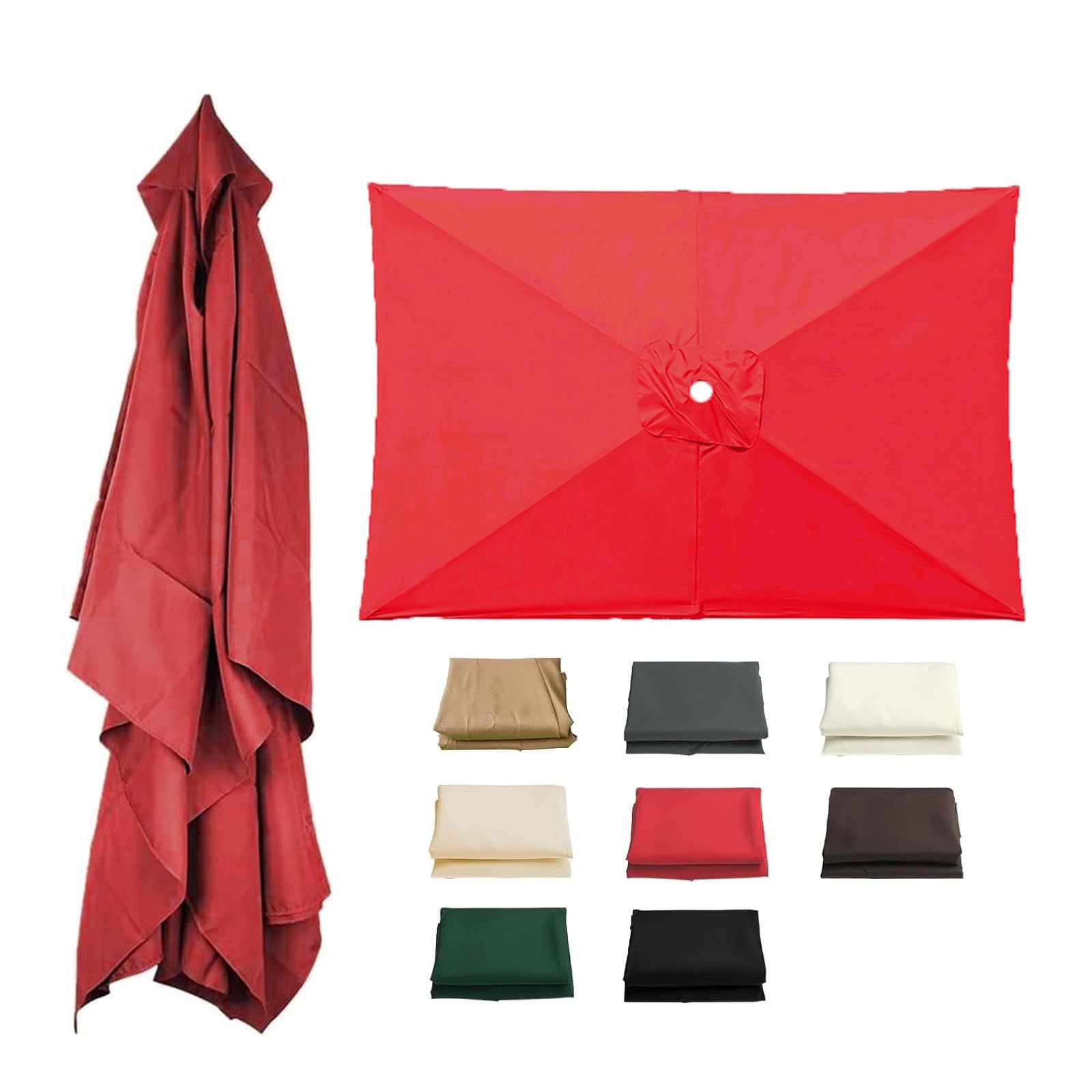 Housse de rechange parasol 3x2m rouge imperméable à 6 baleines