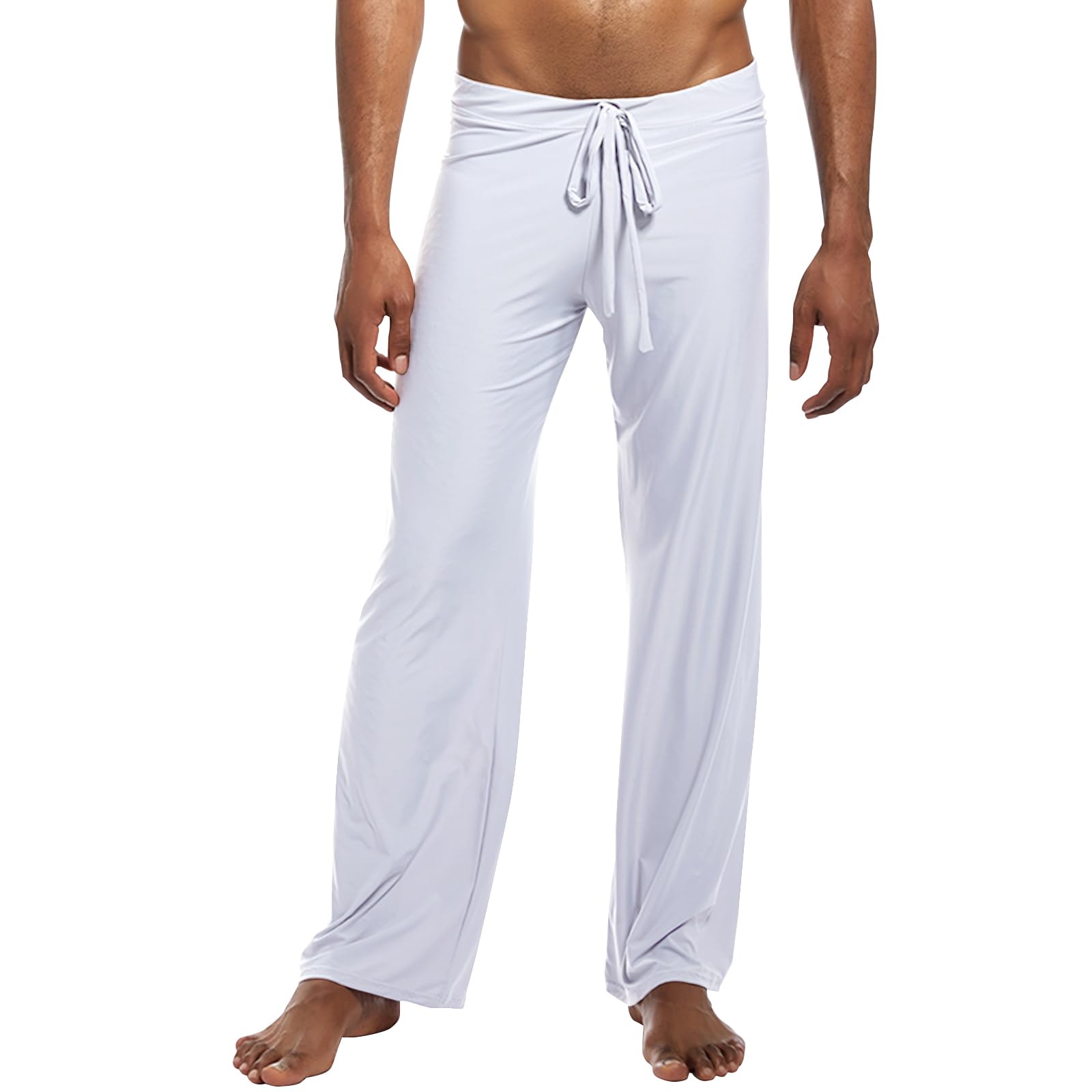 Mens Ice Silk Yoga Pants Home Trousers Lounging Bodybuilding Casual Pants Joggers Sweatpants