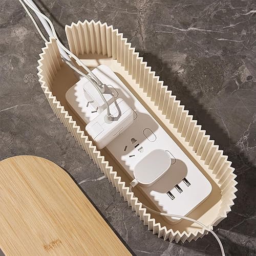 Miniatura 6 de Caja de organización de cables con cubierta de bambú sólido, 12.6 x 5.4 x 4.4 pulgadas, ocultador de salida de suelo, organizador de cables para