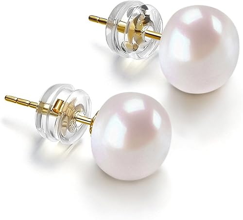 PAVOI - Aretes de poste con perlas cultivadas de agua dulce AAA color blanco y oro de 14 quilates PAVOI - Aretes de poste con perlas cultivadas de agua dulce AAA color blanco y oro de 14 quilates