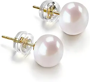 PAVOI 14K Gold AAA+ Handpicked White Freshwater Cultured Pearl Earrings Studs
