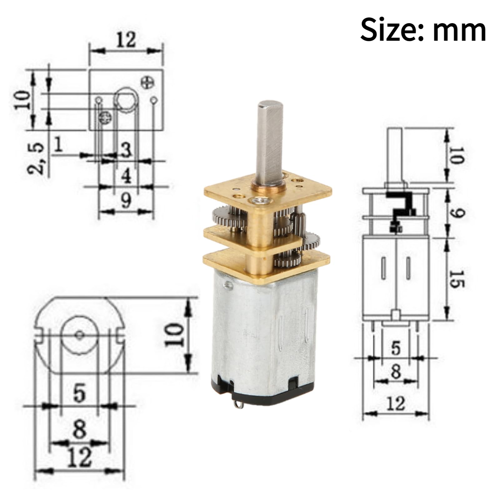 Moteur Réducteur DC 12V - 500RPM - Couple Élevé - Réversible - Pour Projets DIY, Automatisation
