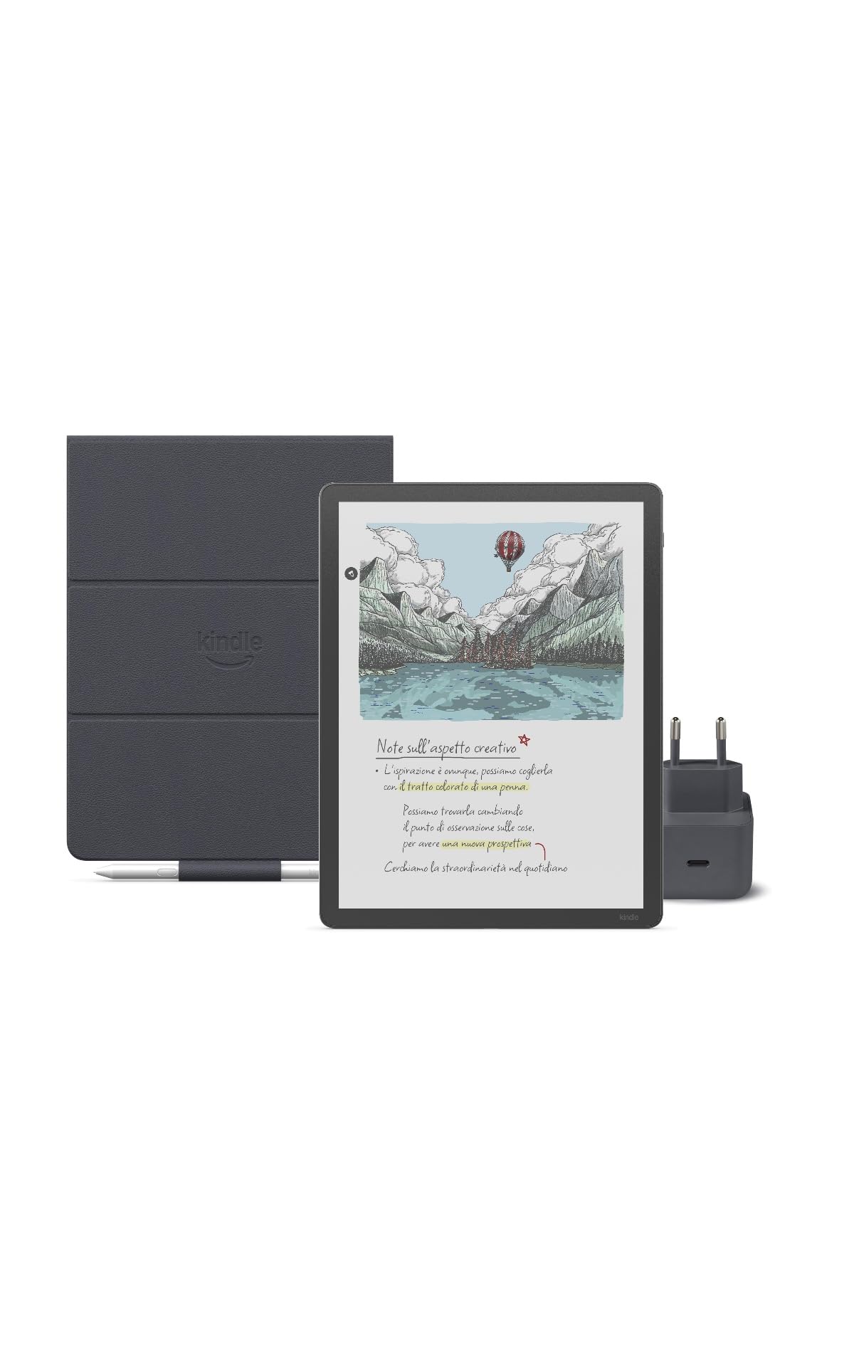 Amazon Kindle Scribe Colorsoft 64 GB (Grafite) + Penna Premium + Custodia | In pelle di prima qualità (Grafite) + USB-C Caricabatterie