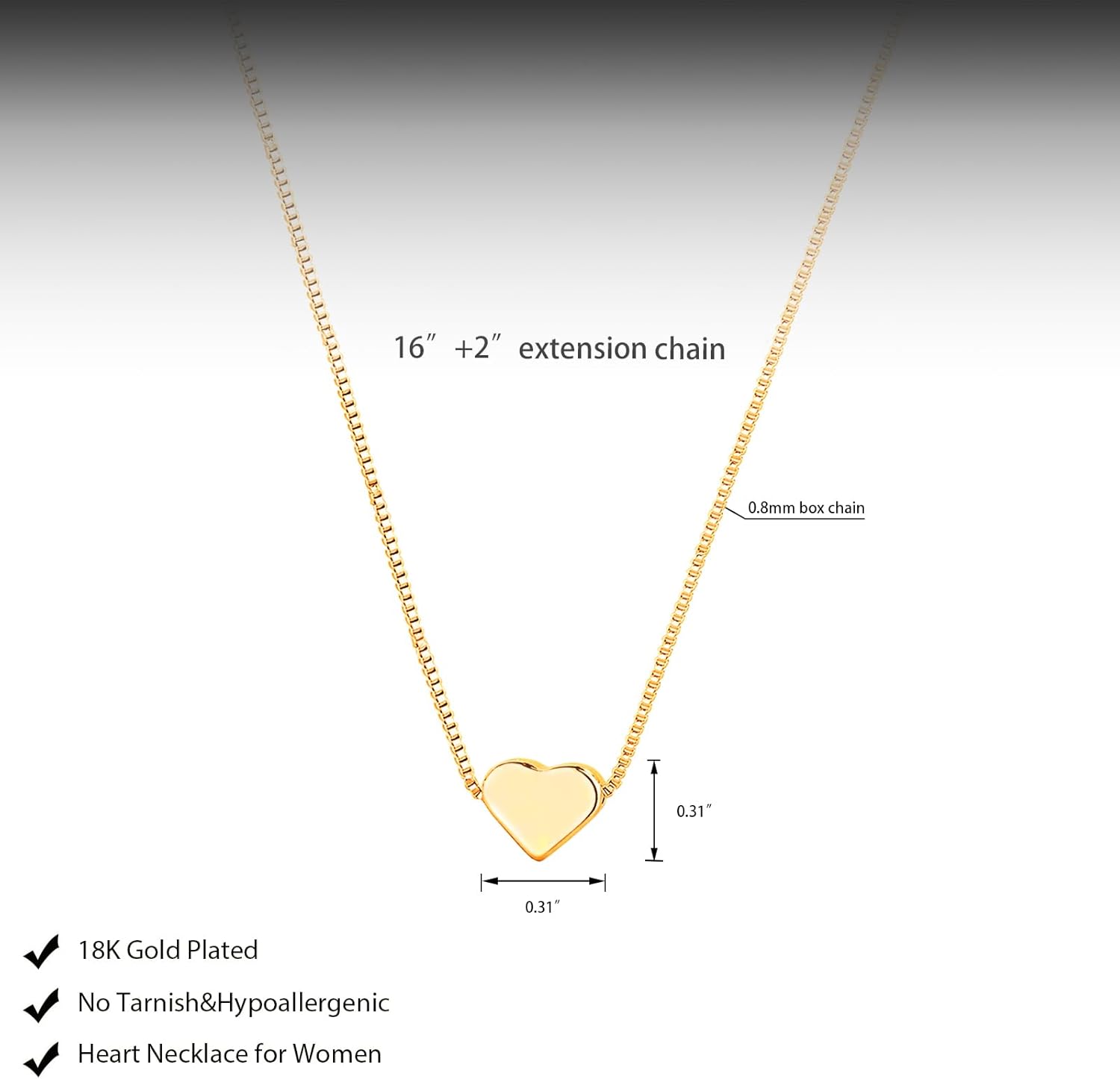 Cute Heart Necklace Dainty 18k Gold Plated Tiny Heart Pendant Choker Necklaces Small Gold Love Open Heart Chain Necklace for Women Simple Gold Necklace for Women Trendy Jewelry - Image 5