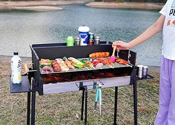 Amazon.co.jp: 烧烤架户外烤架庭院便携家用木炭不锈钢烧烤炉露营