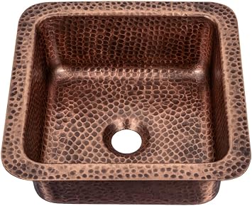 Monarch Abode Kitchen & Bar Sink 12-inch Glasgow Dual Mount Drop in Bar Prep Sink, Hand Hammered Pure Copper Sinks, Drop in or Undermount Kitchen Sinks, Decorative Single Dual Mount Bowl