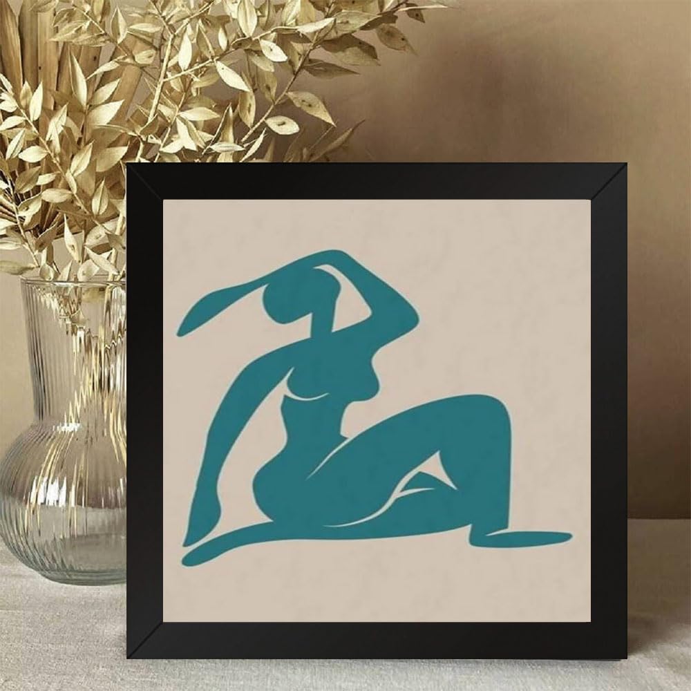 GADGETS WRAP Printed Photo Frame Matte Painting for Home Office Studio Living Room Decoration (10x10inch Black Framed) - Contemporary Henri Matisse Abstract Wall Art,B