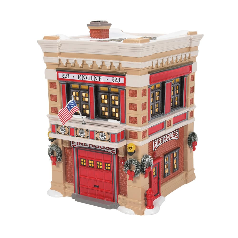 Department 56Snow Village Engine 223 Fire House Light Building