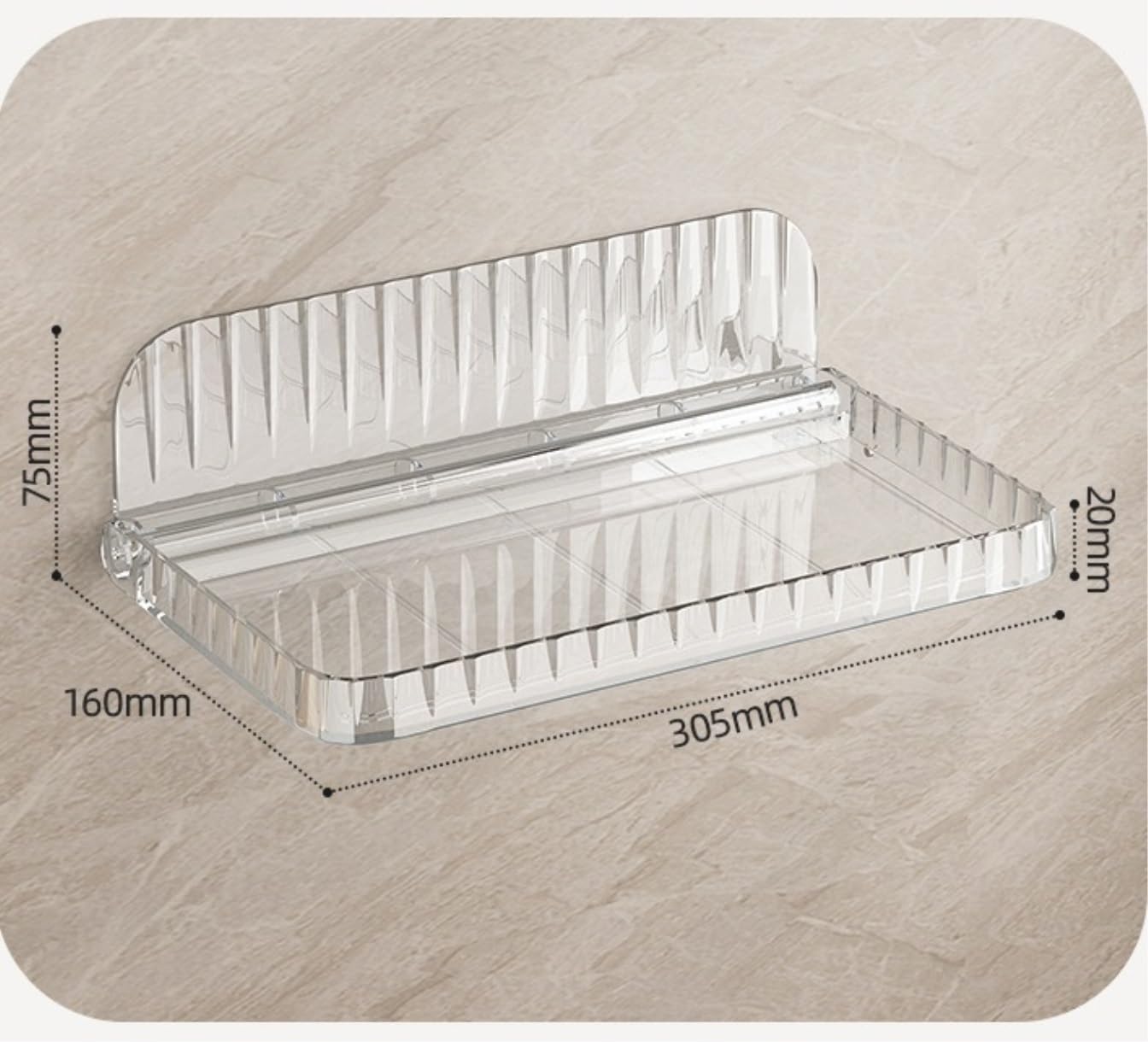 Organizer pod prysznic, Półka prysznicowa PET | Przezroczysty pojemnik o wymiarach 30,5 x 16 x 7,5 cm do przechowywania w kuchni w łazience