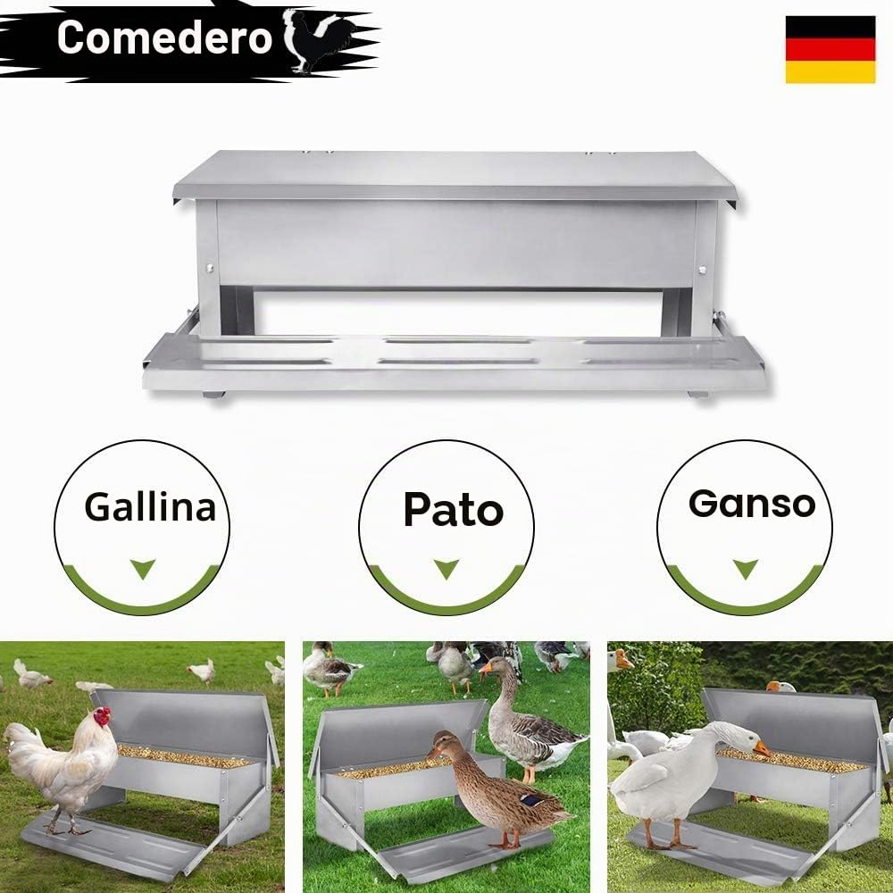 UISEBRT Comedero automático para pollos de acero galvanizado, 5 kg, comedero para aves de corral, a prueba de ratas y resistente al agua
