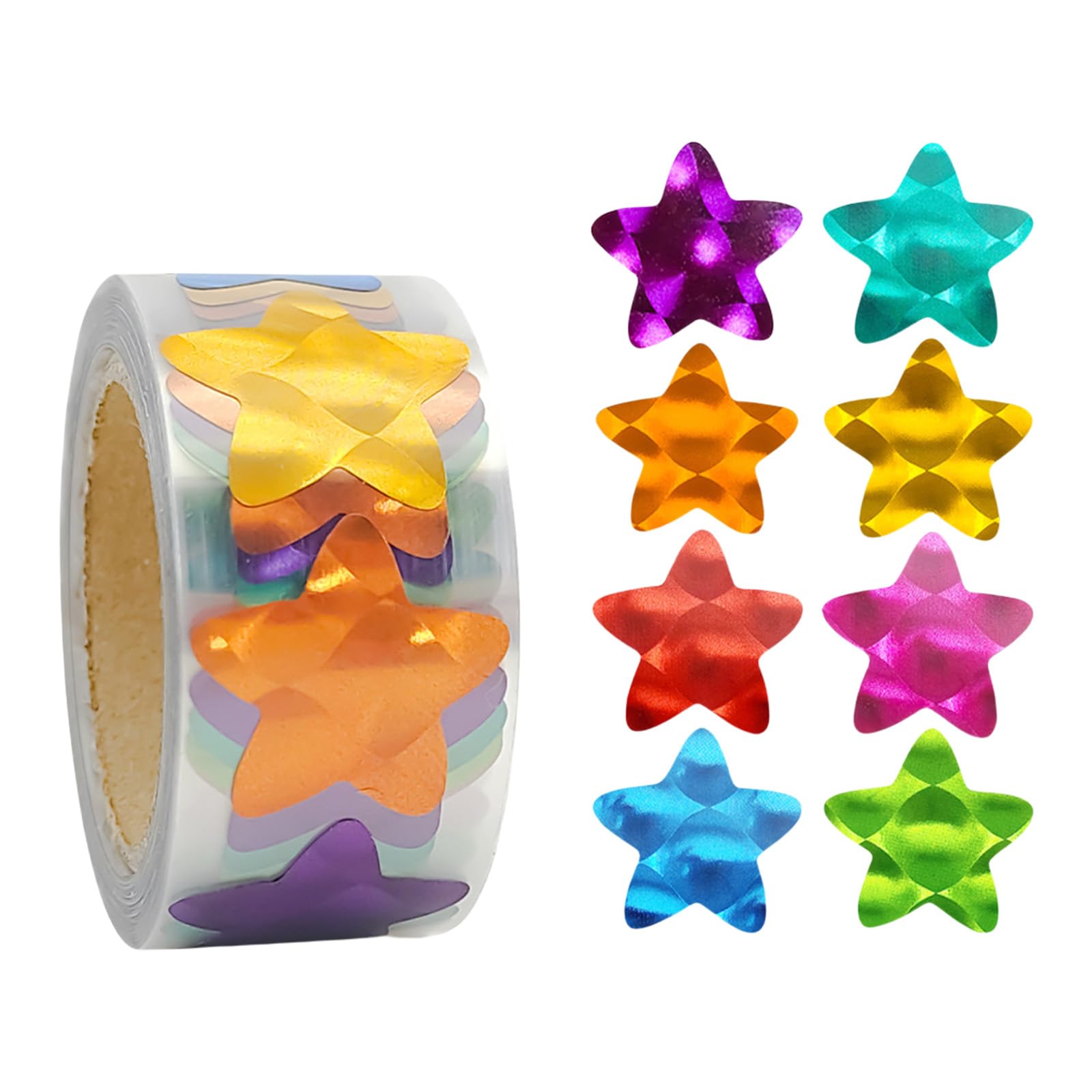 300Pcs Glittering Star Sticker Five Pointed Adhesive Packaging Label for Scrapbooking Photo Album Journal Colorful
