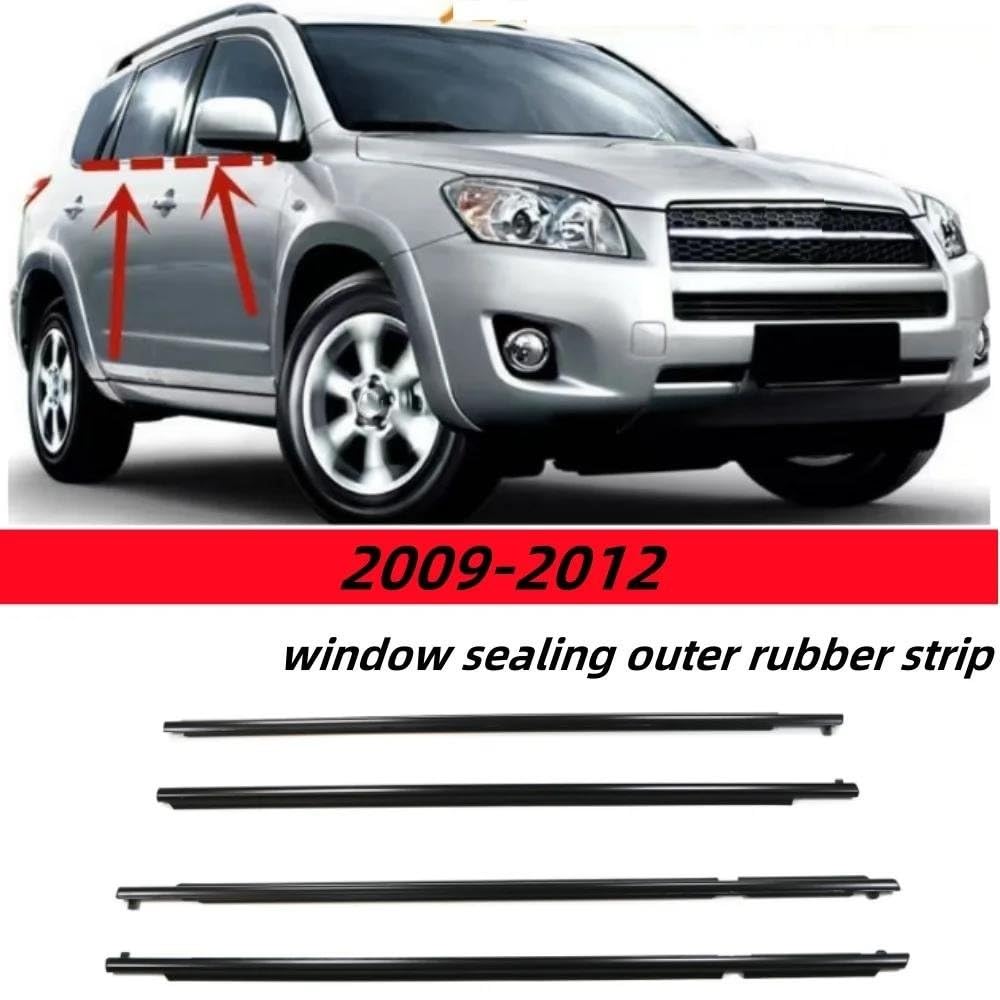 Strisce protettive per Portiere Auto per Toyota RAV4 2009 2010 2011 2012 Striscia Esterna di Guarnizione in Gomma ABS Nera per finestrini Auto