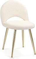 YYWHOME Sherpa Vanity Chair with Adjustable Backrest - Ergonomic Armless Makeup Stool for Bedroom, Office, Kitchen, White