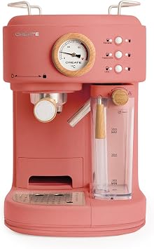 CREATE / THERA RETRO PRO/Terracotta Semi-Automatic Express Coffee Machine/20 bar, milk tank, drip tray, two outlets, capacity 1.5l, for ground coffee, 1250W