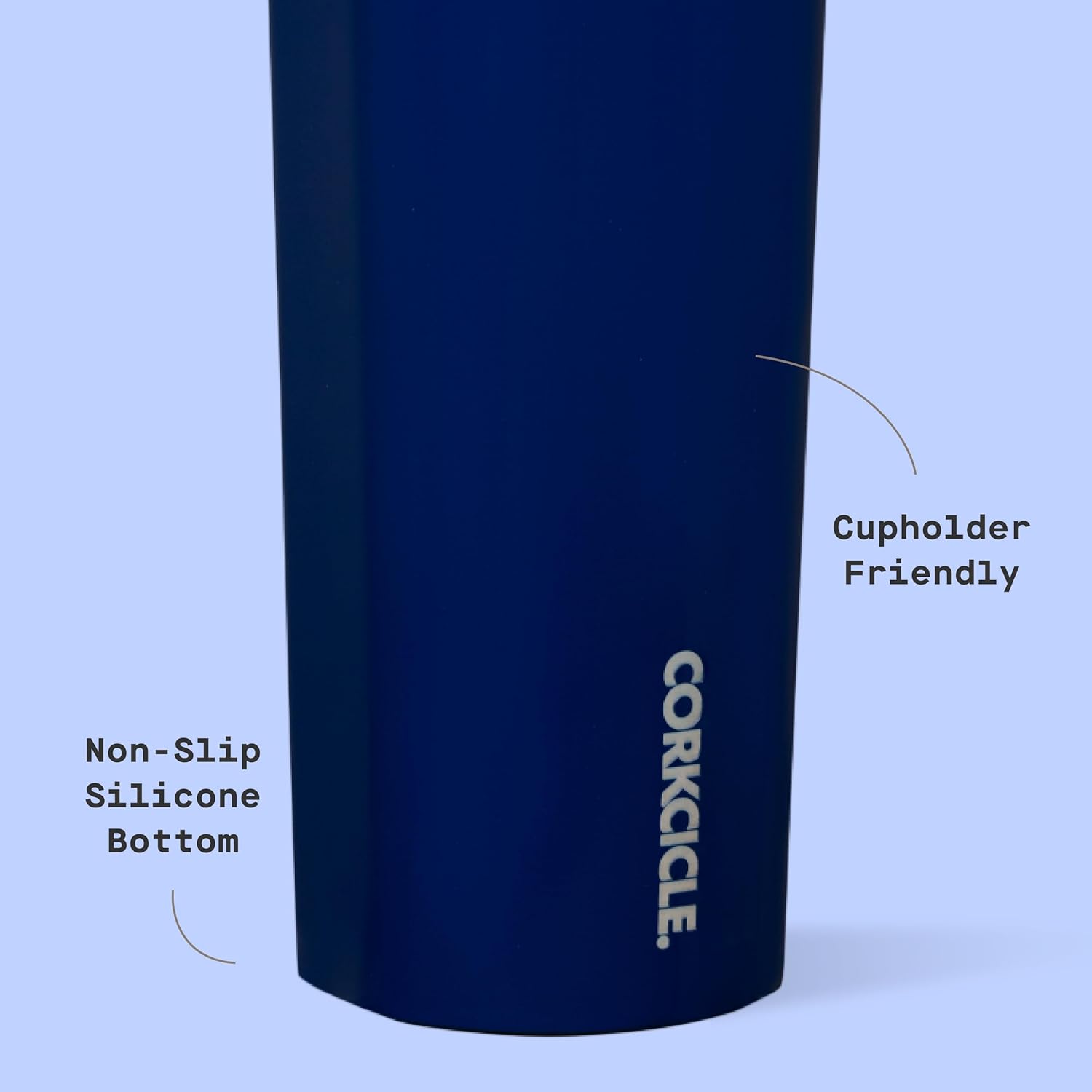 Corkcicle Classic Canteen Insulated Water Bottle - Stainless Steel Reusable Tumbler - Triple Insulated - Keeps Drinks Cold 25 Hours or Hot 12 Hours - Cupholder Friendly - Midnight Navy - 16 oz - Image 4