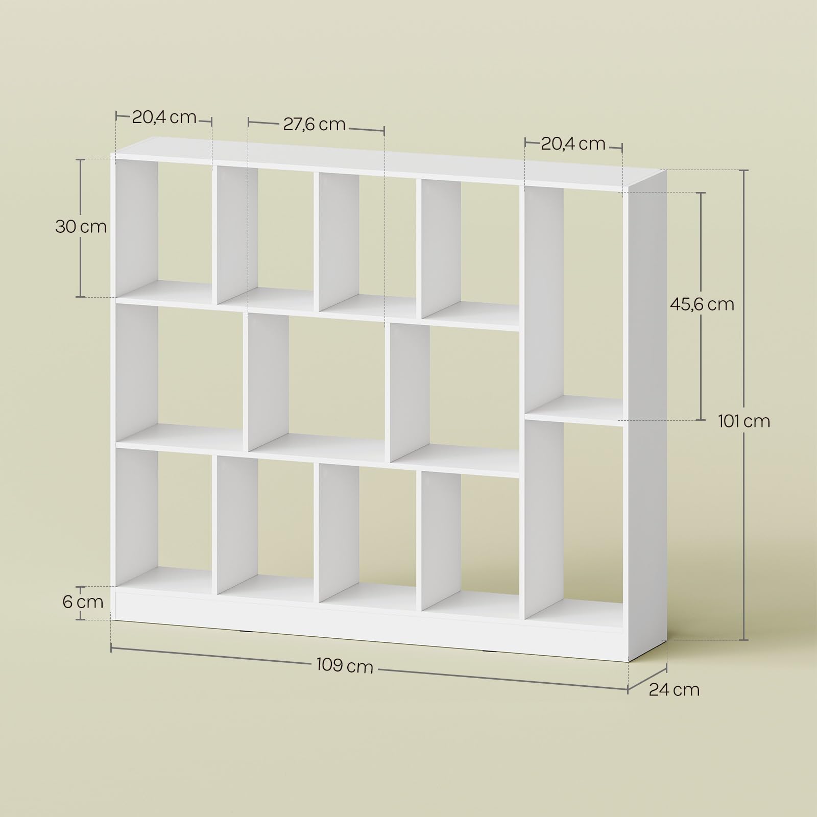 WOLTU Libreria a 13 Cubi, Scaffale Portaoggetti per Libri, Decorazioni, Piante, Orizzontale o Verticale, in Legno, per Soggiorno, Camera da Letto, Ufficio, 109x24x101 cm, Bianco