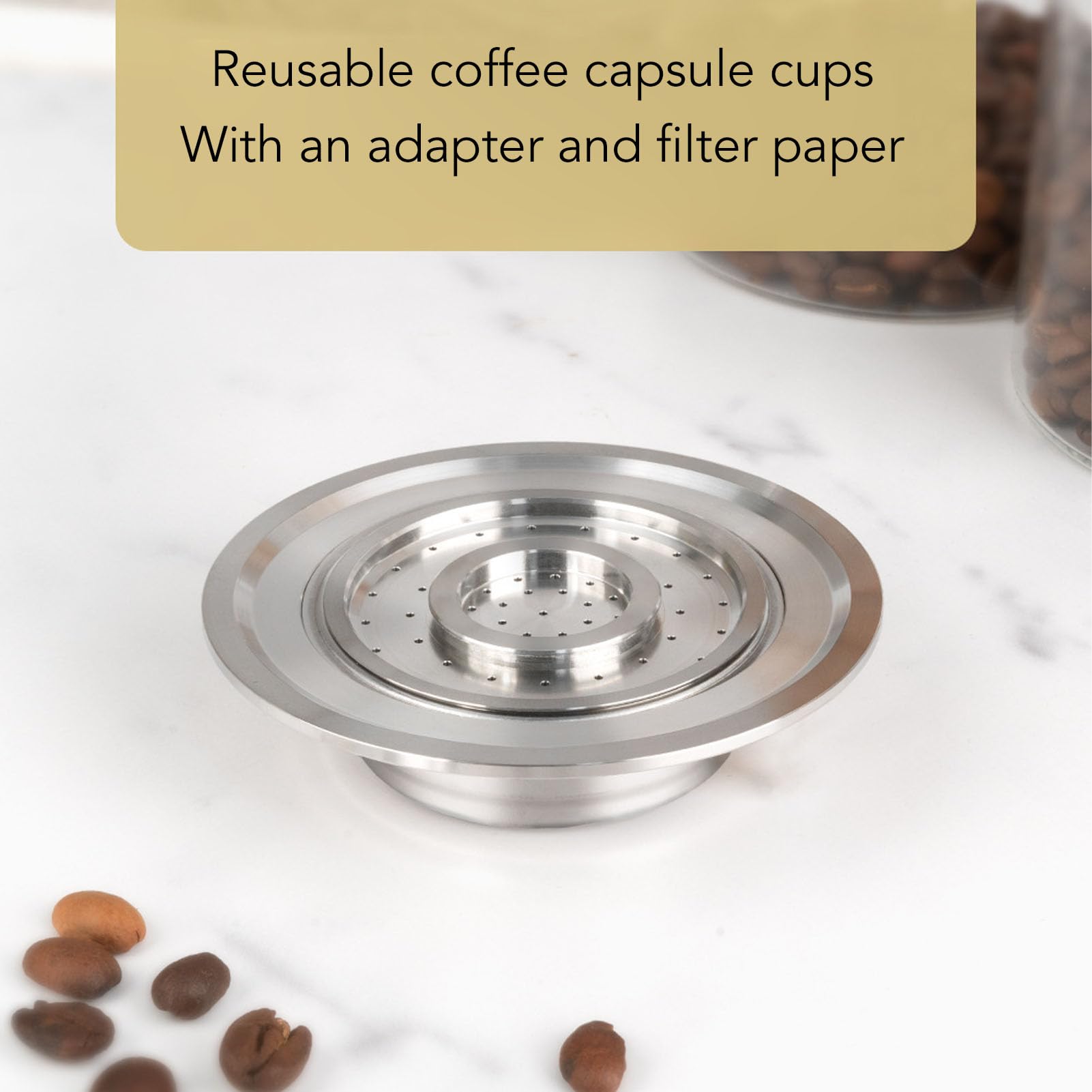 Cápsula de café recargable, taza de acero inoxidable, cápsula de café recargable, taza de café reutilizable apta para máquina de café cápsula recargable, filtro de acero inoxidable