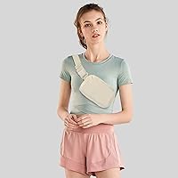 Vista 39 de Cangurera cruzada para mujer, mini bolsa para cinturón de 1 litro con correa ajustable de 32 a 51 pulgadas, bolsa de cintura pequeña para viajes