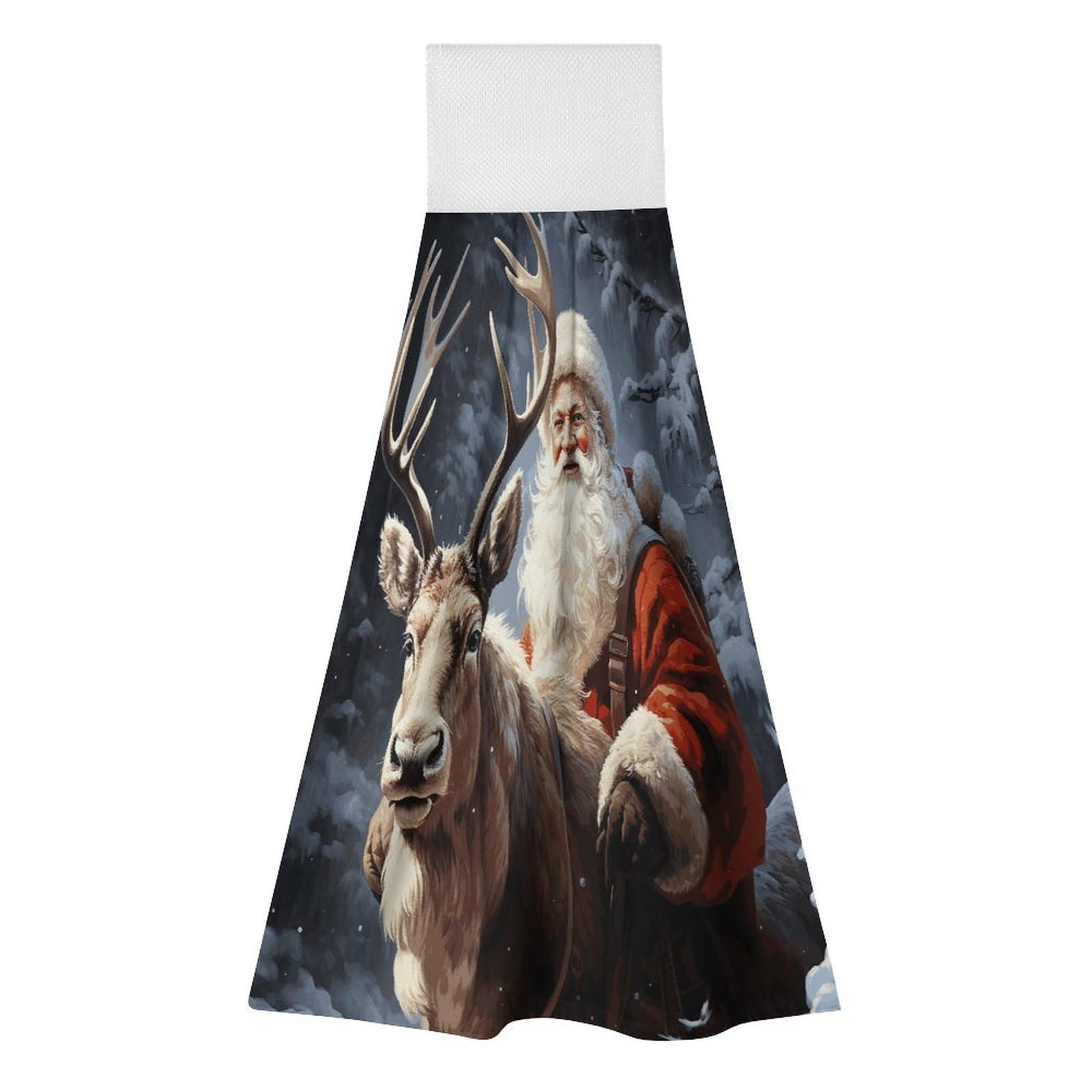 Khauerbc Style Santa Claus And Deer Elk Hand Towel For Quick Drying & Absorbent,Kitchen Towels Polyester,11.9 * 11.6 In,Yoga Towel For Bathroom,Kitchen,Gym,Shower,Hotel,And Spa