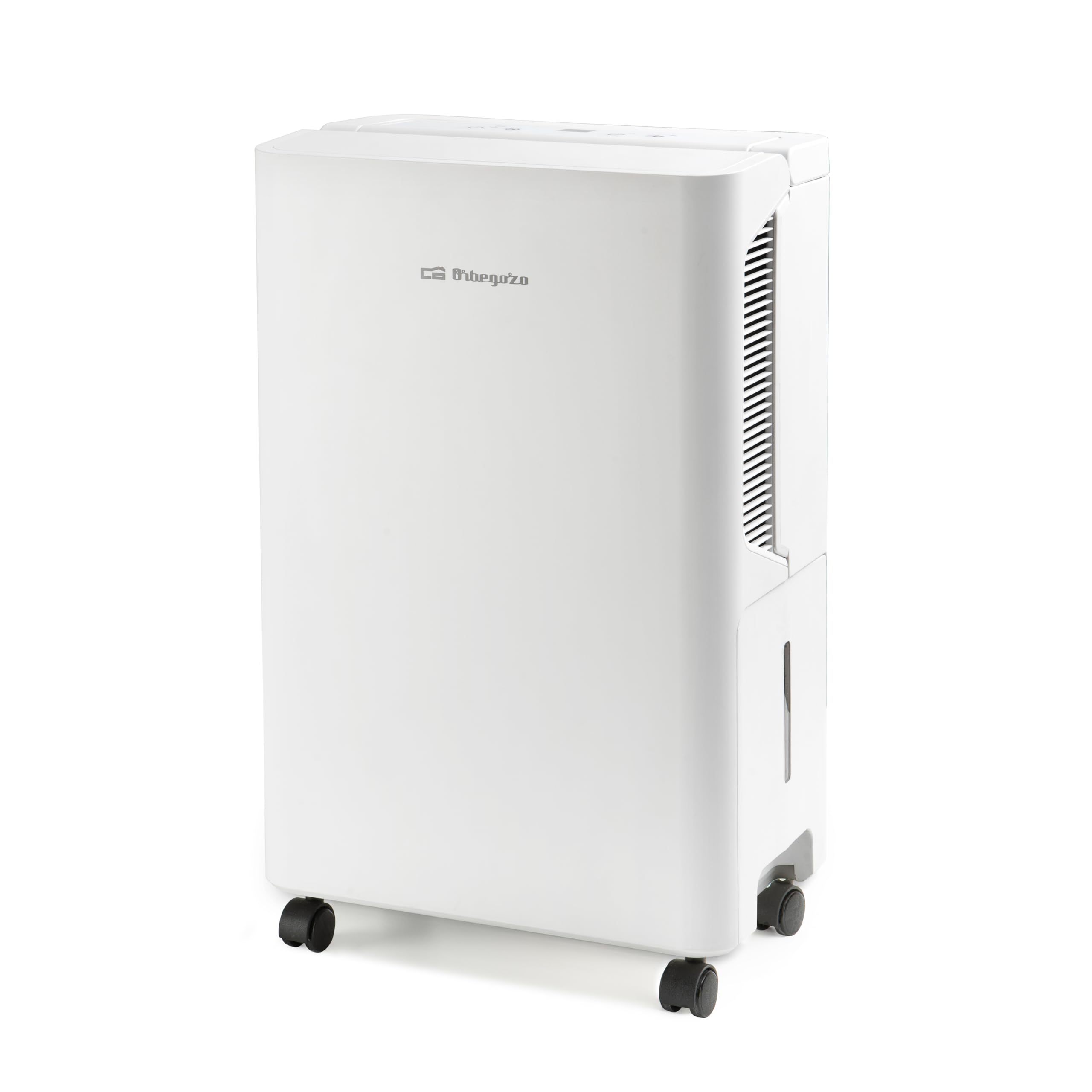 Orbegozo DH 1045 Deshumidificador 10 L/Día Área 40 m2 Silencioso 36 dB Gas Ecológico R290 Temporizador 24h Depósito 2.5L Filtro Lavable Ruedas y Asa Drenaje Continuo Consumo 215W