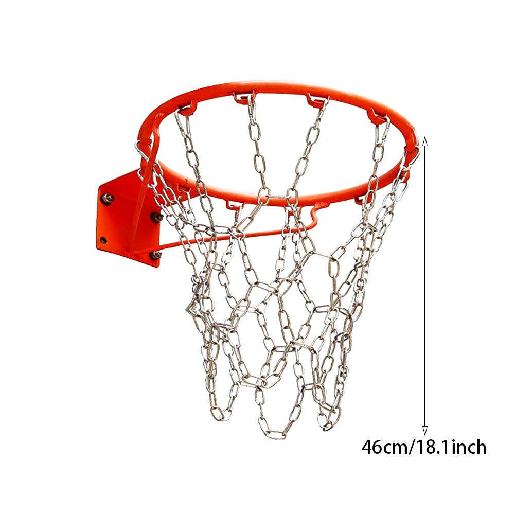 Rete da basket in acciaio inox, 12/13 ganci anti-caduta anti-frusta, catena resistente di ricambio per pallacanestro, per esterni interni e basket, sport per tutte le stagioni (argento, 12 ganci)
