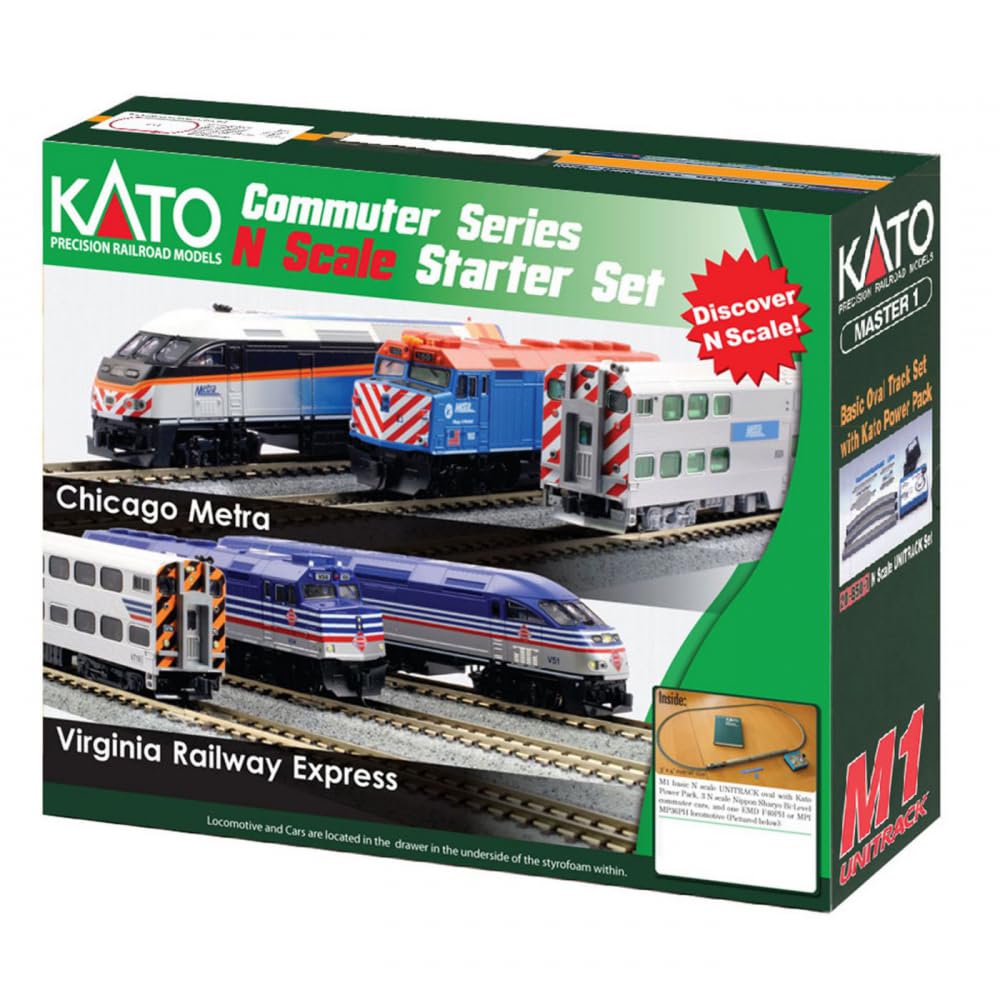 Kato USA Model Train Products N MP36PH and Gallery Bi-Level Commuter Series Chicago Metra UNITRACK Starter Set