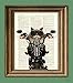 Roxie Rawr Motorcycle Cat illustration beautifully upcycled dictionary page book art print