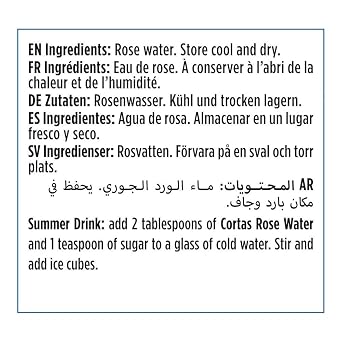 Cortas - Rose Flower Water, 17 Fl Oz (500ml), Large