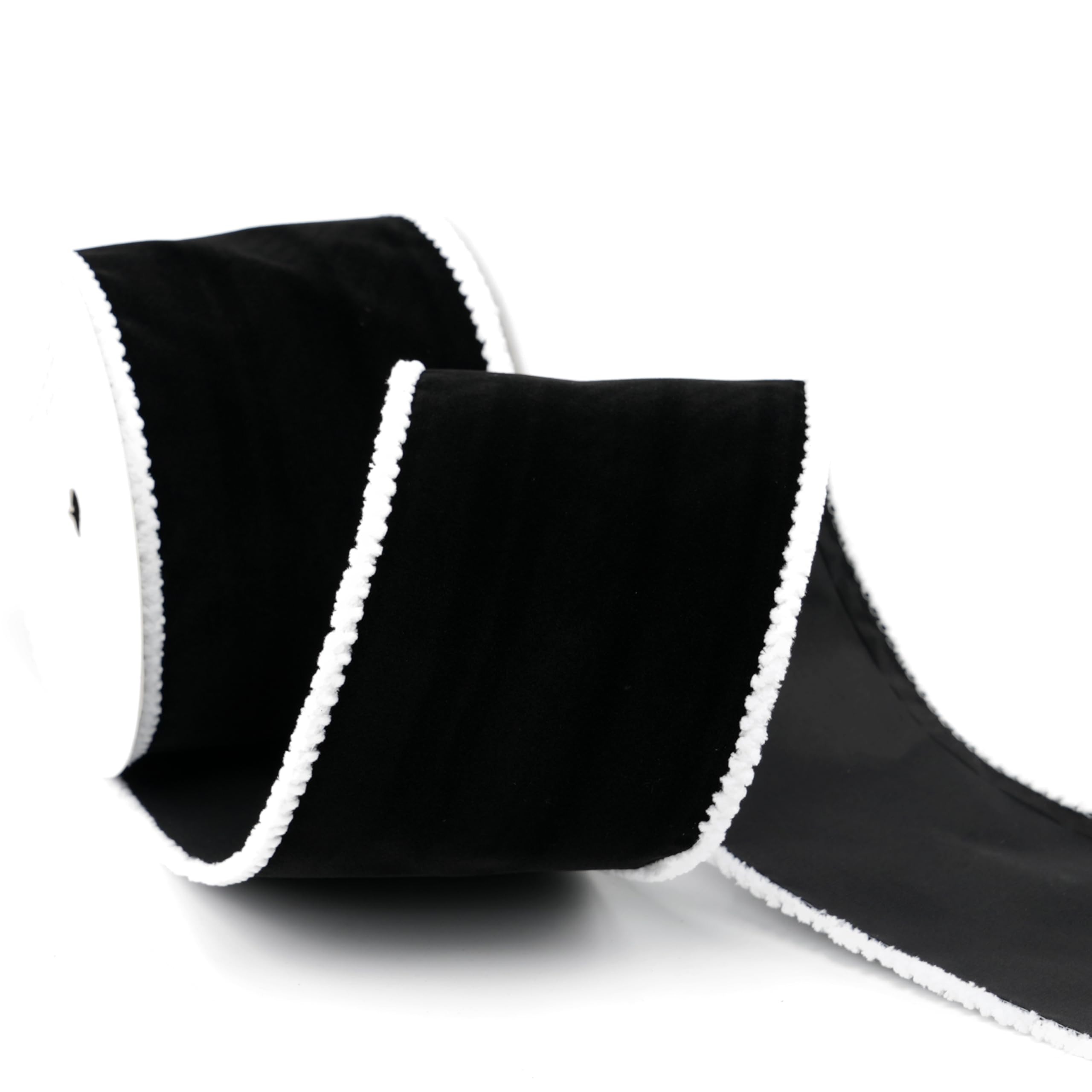 Amazon.com: MAYREEL 4 Inch Black Velvet Wired Ribbon with Snowy