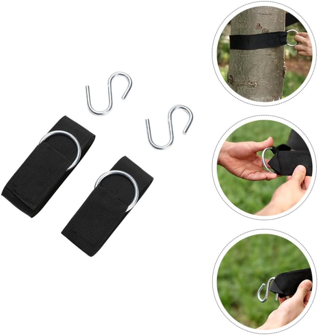 Nylon Hammock Tree Straps with S Hooks for Outdoor Hanging Use | Adjustable Setup, Strong and Safe Build, Easy Storage and Installation