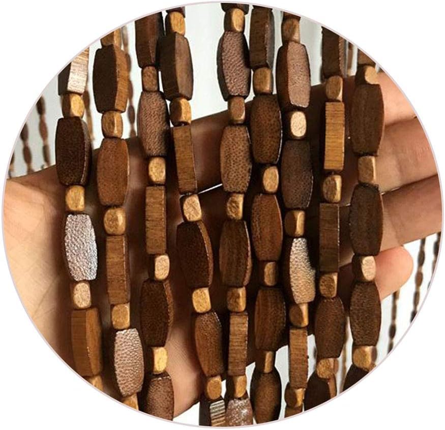 Rideau en perles de bois pour séparateur de décoration de cuisine et salon bohème