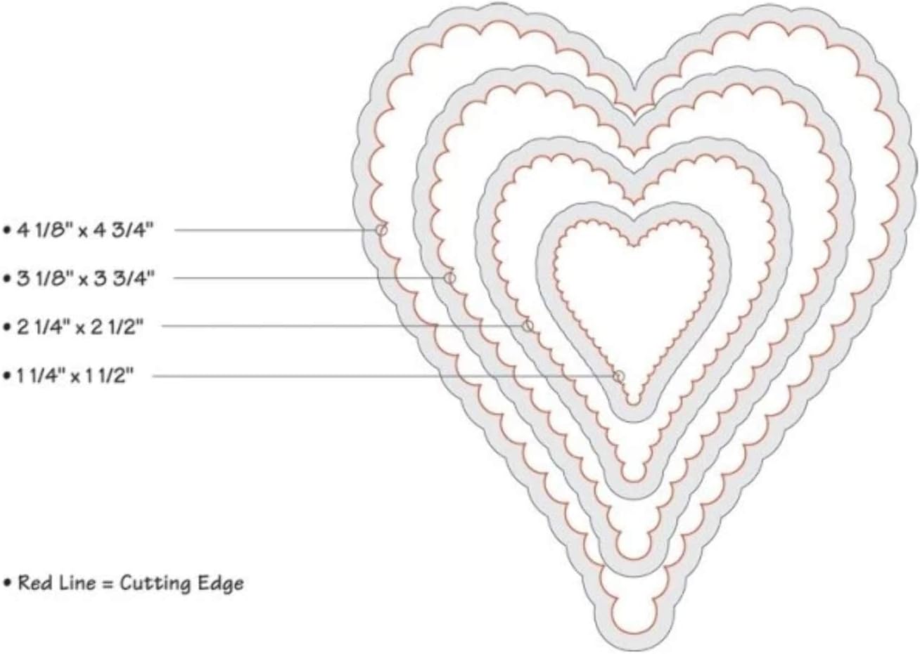 Sizzix Framelits Dies 4/Pkg Scallop Hearts #2