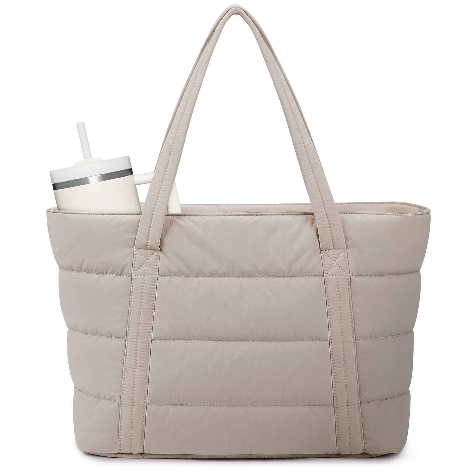 Narwey Puffer Tote Bag for Women Girl, Puffy Travel Gym Shoulder Handbag
