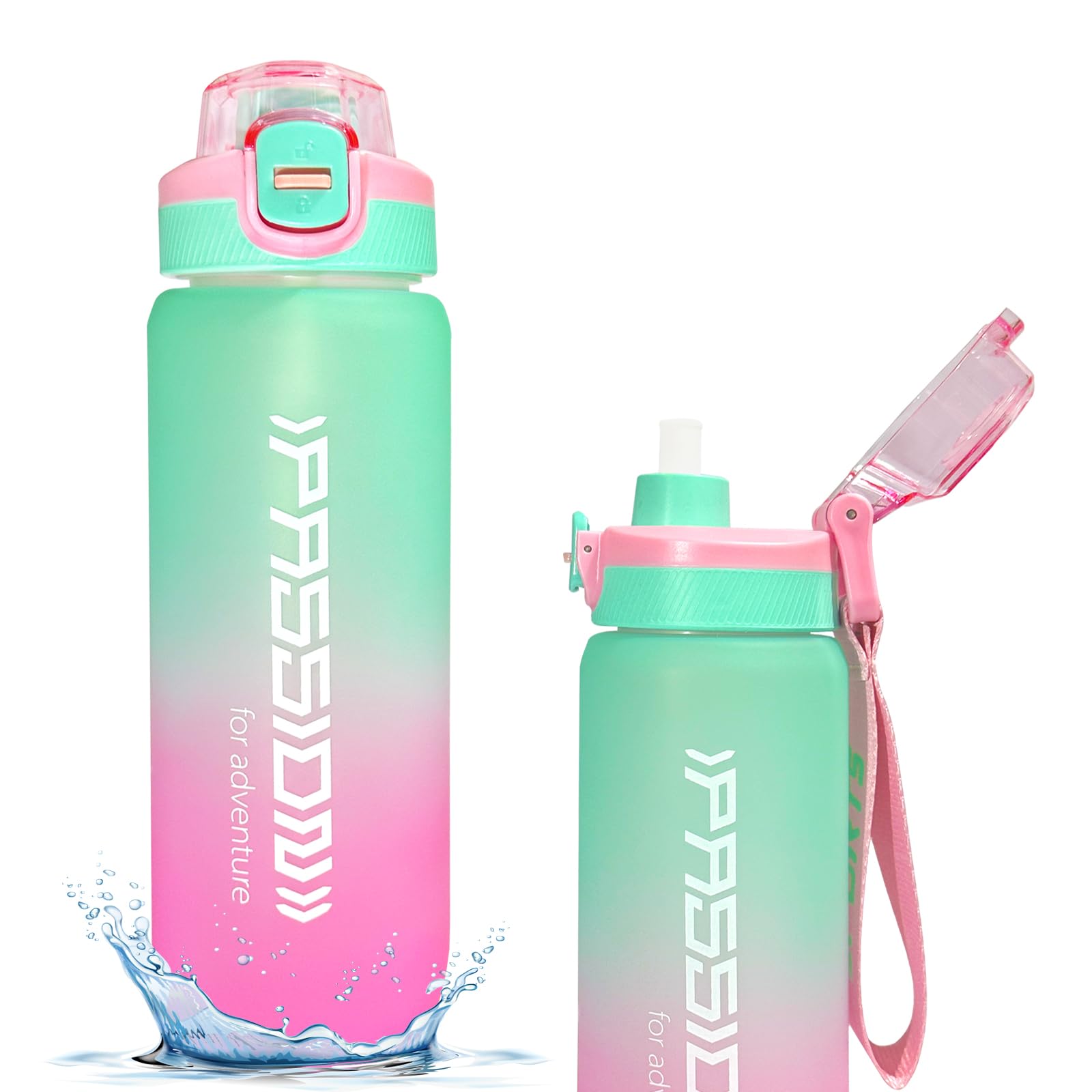 US1984 800ml water bottles | Leak-Proof | Easy to Carry Strap | BPA-Free Fridge Bottle | Water Bottle for Men, Women, Boys, Girls | Water Bottle For Office, Gym, Travel, Sports (Green, Plastic)