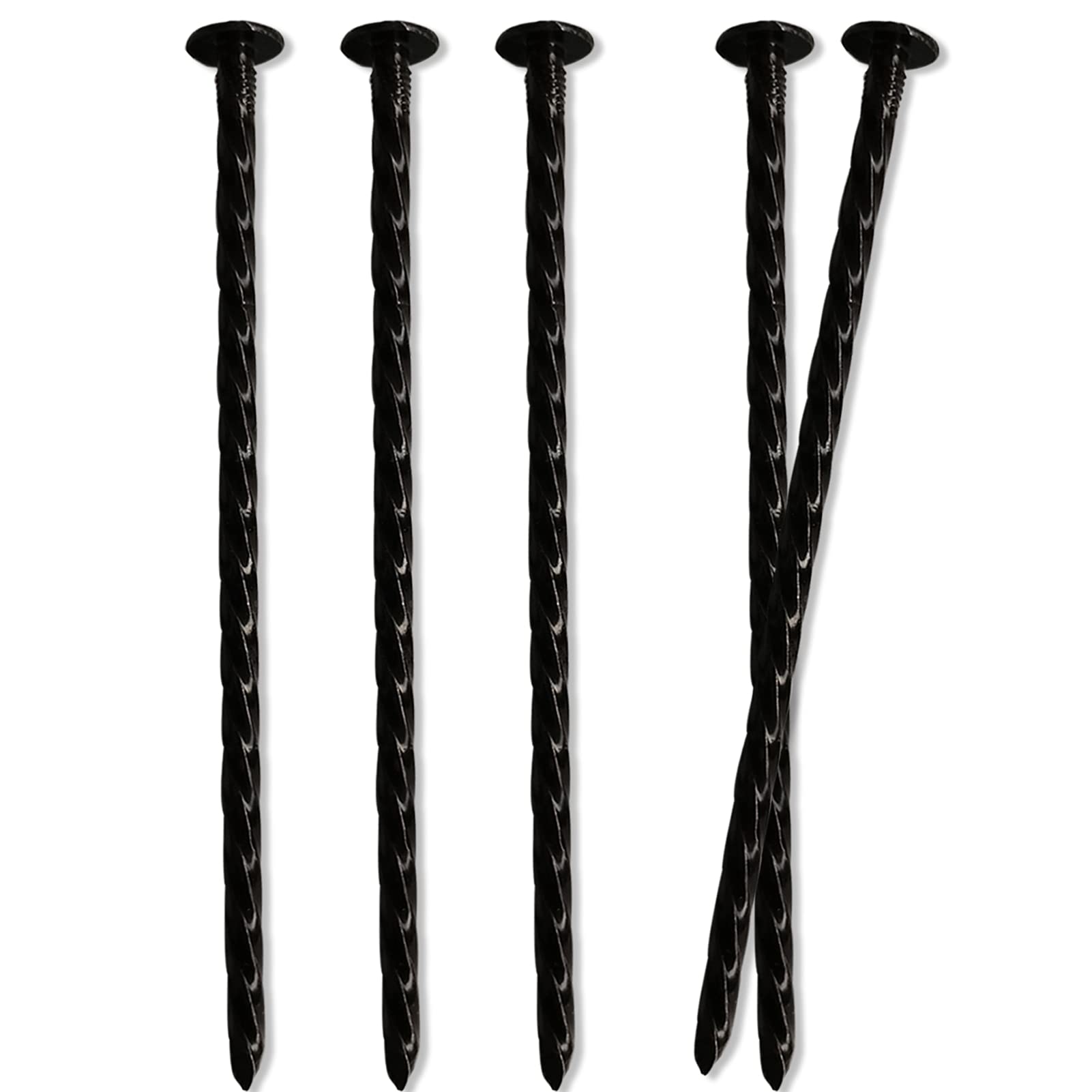 EISENSP 9-Inch Black Solid Spiral Metal Landscapes Edging Spikes, Rust and Corrosion Prevention - 50 Pcs Plant Support Garden Stakes, for Paver Edging Anchoring Stake, Camping, House Construction More