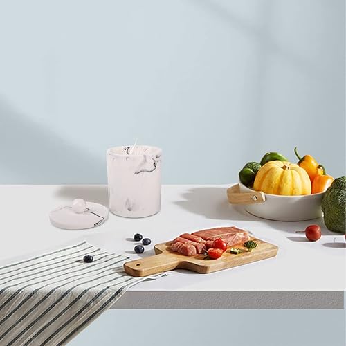 Miniatura 5 de Tonxus Dispensador de soporte Qtip para baño con tapa, soporte para hisopos de algodón de tocador, recipiente de bola de algodón de resina, esponjas