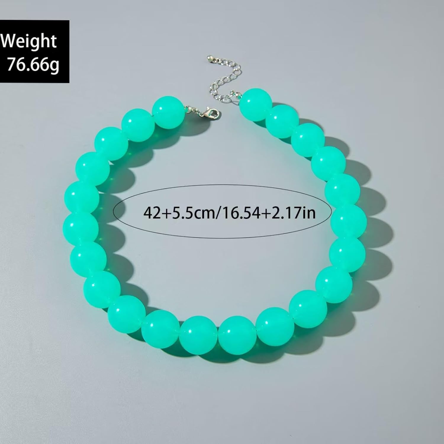 Chunky Beaded Necklace for Women Handmade Colorful Acrylic Bead Choker Necklaces Adjustable Big Round Beads Necklaces Statement Fashion Jewelry Accessories - Image 3